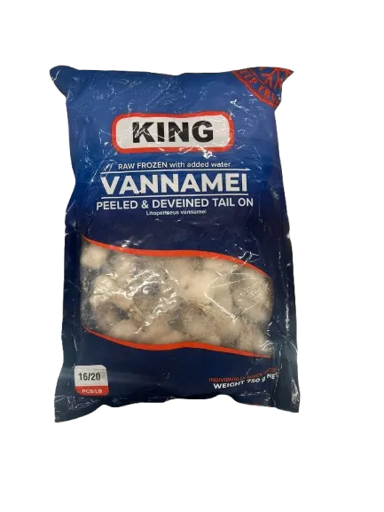 Baltkāju garneles KING, sald., 16/20, jēlas, tīrītas, bez astes, 25% glazūra, 750g/1kg, VNM PD RAW