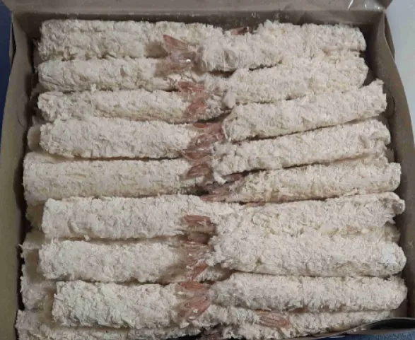 Baltkāju garneles panējumā TORPEDO, saldētas, 26/30, 800g
