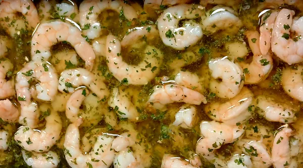 Baltkāju garneles persilādes un baltvīna etiķa marinādē, Fish Room, sver.