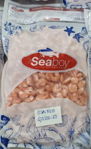 Baltkāju garneles SEABOY, sald., 100/200, vārītas, tīrītas, bez astes, 20%, 800g/1kg, VNM PD COOKED