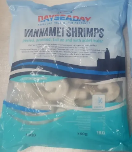 Baltkāju garneles SEACON, saldētas, 16/20, jēlas, tīrītas, bez astes, 25% glazūra, 750g/1kg, VNM PD