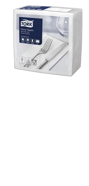 Banketu salvetes TORK, 39x39cm, baltas, 1/8 locījums, 2 slāņi, 150gab, 477554