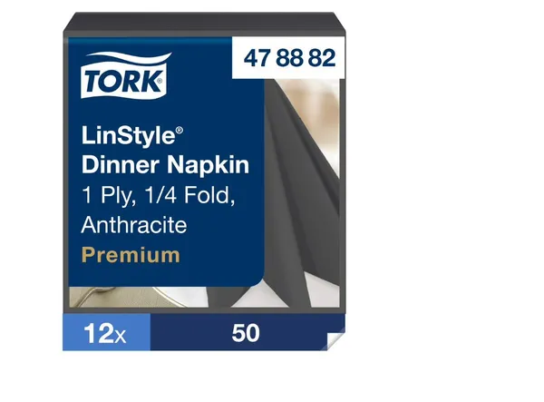 Banketu salvetes TORK Linstyle, antracīta, 39x39 cm,  50 gab., 1 slānis, 478882