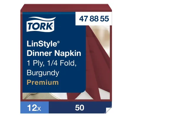 Banketu salvetes TORK Linstyle, bordo, 39x39 cm, 50 gab., 1 slānis, 478855