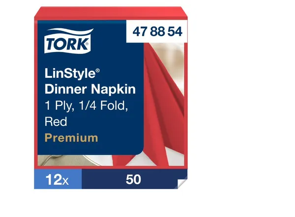 Banketu salvetes TORK Linstyle, sarkanas, 39x39 cm, 50 gab., 1 slānis, 478854