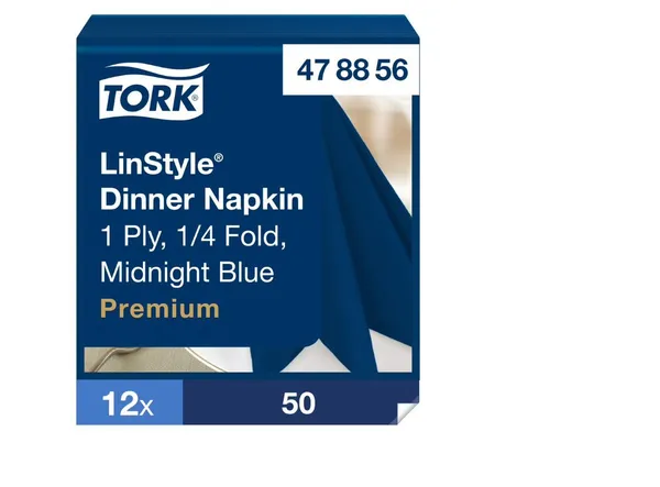 Banketu salvetes TORK Linstyle, tumši zilas, 39x39 cm, 50 gab., 1 slānis, 478856