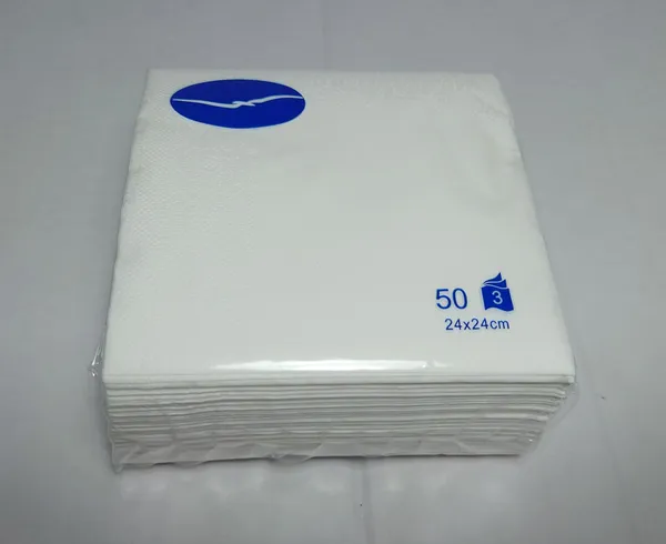 Bāra salvetes LENEK, baltas, 24x24cm, 3 sl., 50gab