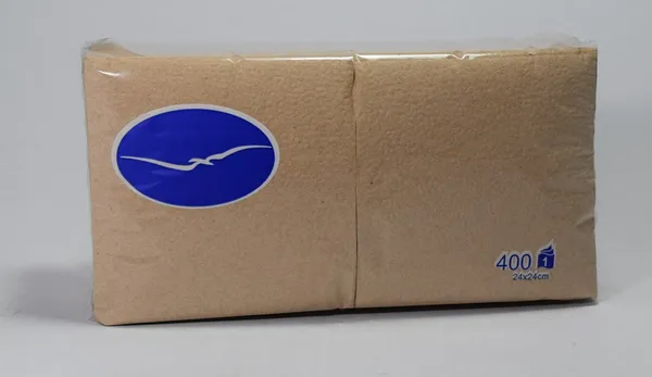 Bāra salvetes LENEK, BIO gaiši brūnas, 24x24, 1sl., 400gab