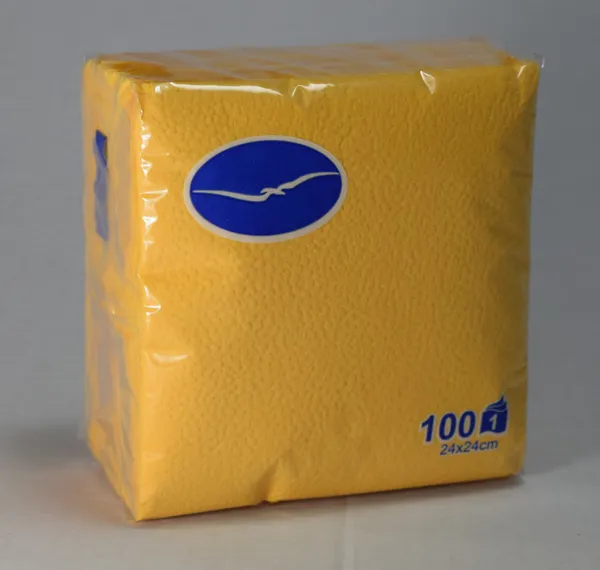 Bāra salvetes LENEK, dzeltenas, 24x24cm, 1 sl., 100gab