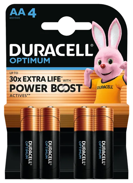 Baterijas DURACELL OPTIMUM AA 4 gab.