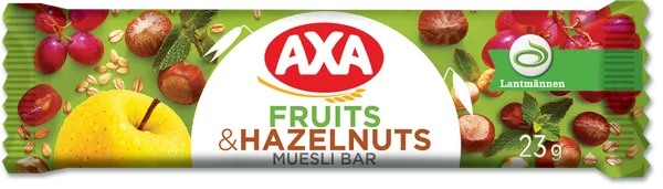 Batoniņš AXA, augļi un lazdu rieksti, 23g
