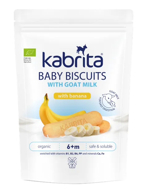 Bērnu cepumi KABRITA ar banānu uz kazas piena bāzes, no 6 mēn., 115g
