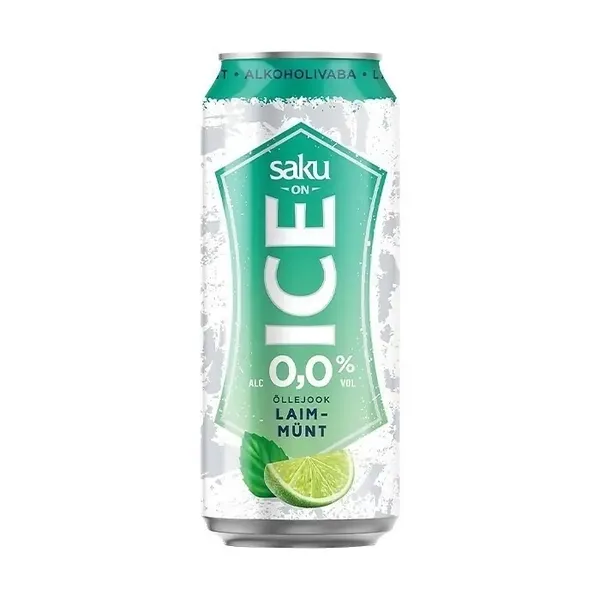 Bezalkoholisks alus SAKU On Ice Lime Mint, bundžā, 0.5l (DEP)