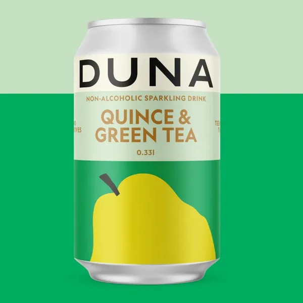 Bezalkoholisks dzirkstošs dzēriens DUNA Quince Green Tea, bundžā, 0.33l (DEP)