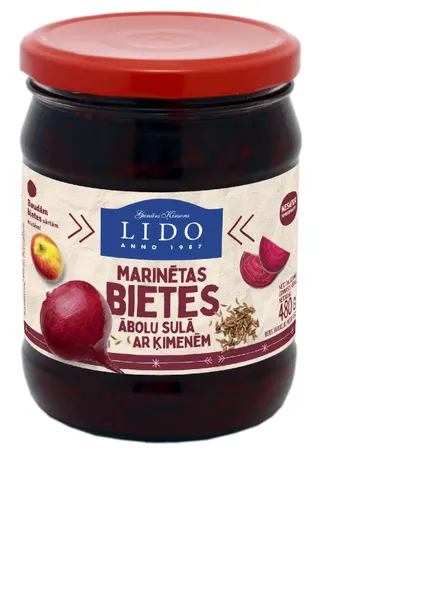 Bietes marinētas Lido ar ķimenēm, ābolu sulā 480g