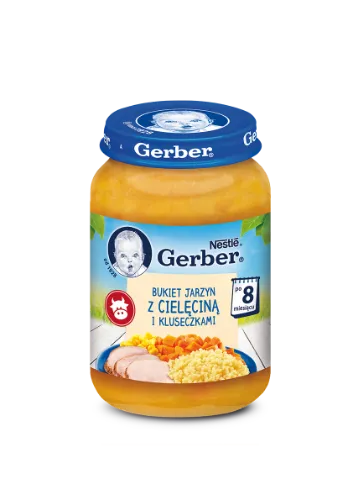 Biezenis GERBER Dārzeņi ar teļa gaļu un nūdelēm, 8 mēn., 190g