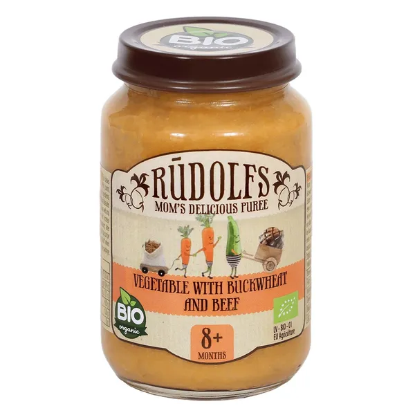 Biezenis Rūdolfs dārzeņu ar griķiem un jaunlopu gaļu 190g