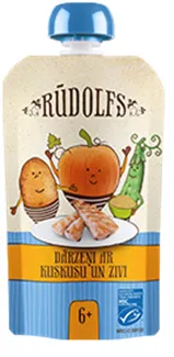 Biezenis Rūdolfs dārzeņi ar kuskusu un zivi 110g