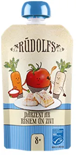 Biezenis Rūdolfs dārzeņi ar rīsiem un zivi 110g