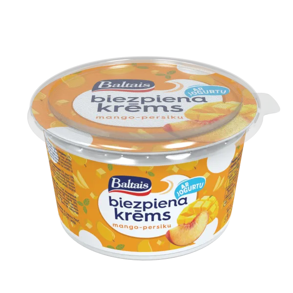 Baltais Biezpiena krēms Mango Persiku, 400g