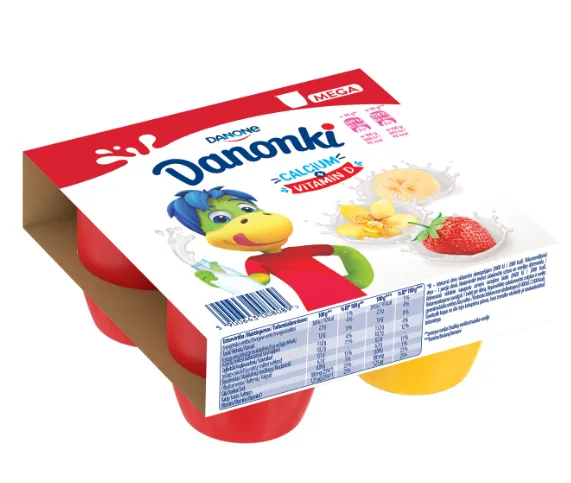 Biezpiena krēms DANONKI ar Zemeņu-Vaniļas un Banānu garšu, 4x90 g