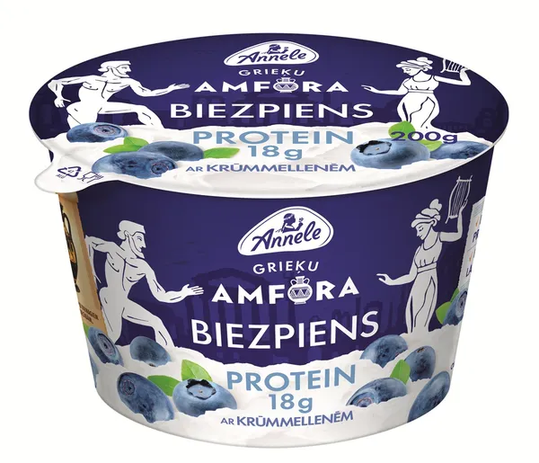 Biezpiens AMPHORA PROTEIN (bez laktozes) ar mellenēm, 0,8% tauku, 200 g ANNELE