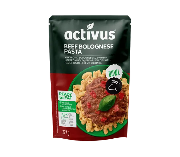 Boloņas mērces un makaronu ēdiens ACTIVUS, 227g