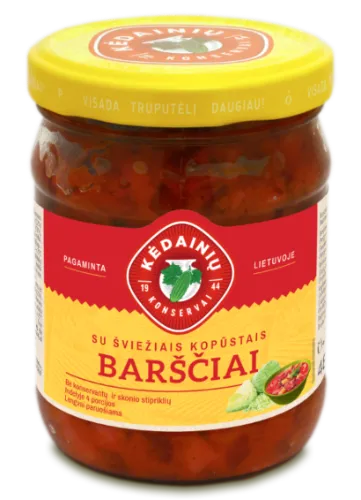 Borščs ar kāpostiem KĖDAINIŲ, stiklā, 480g/500ml
