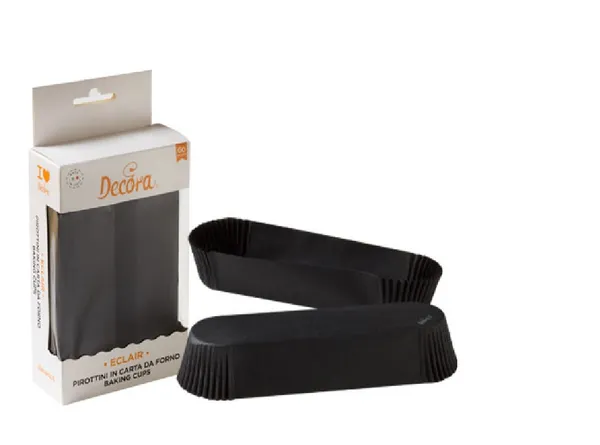Cepšanas formiņas eklēriem DECORA melnas, 135x33x28mm, 0.5kg, 60gab