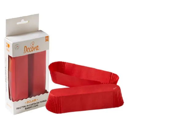 Cepšanas formiņas eklēriem DECORA sarkanas, 135x33x28mm, 0.5kg, 60gab