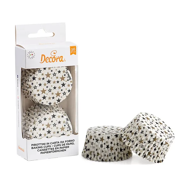 Cepšanas formiņas kēksiem DECORA Black&Gold Stars, 50x32mm, 55 gsm, 0.04kg, 36gab