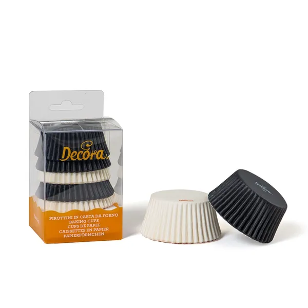 Cepšanas formiņas kēksiem DECORA, melnas un baltas, 50x32mm, 55 gsm, 0.05kg, 75gab