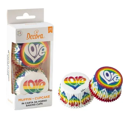 Cepšanas formiņas kēksiem DECORA, Rainbow love, 50x32mm, 0.02kg, 36gab