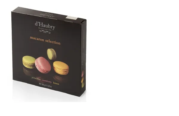 Cepumi D'HAUBRY Macaroons, pistācijas, zemeņu, citrona garša, 108g