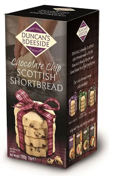 Cepumi DUNCAN'S OF DEESIDE Skotijas smilšu cepumi ar šokolādes gabaliņiem, 200g