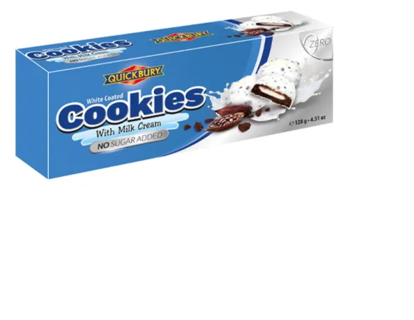 Cepumi QUICKBURY ar baltu pārklājumu ar piena krēmu, bez cukura, 128g