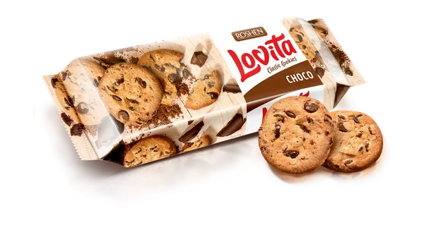 Cepumi ROSHEN Lovita, ar šokolādes gabaliņiem, 150g