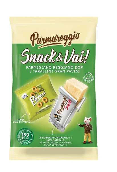 Cietā siera PARMIGIANO REGGIANO PDO Parmezāna (30%) un Tarallini cepumu uzkoda, 35g