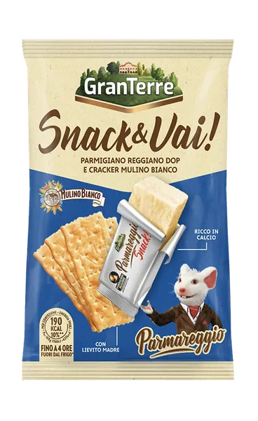 Cietā siera uzkoda PARMIGIANO Snack and go, ar krekeriem, 45g