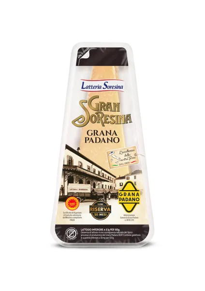 Cietais siers Grana Padano LATTERIA SORESSINA, Riserva, 20mēn., PDO, 250g