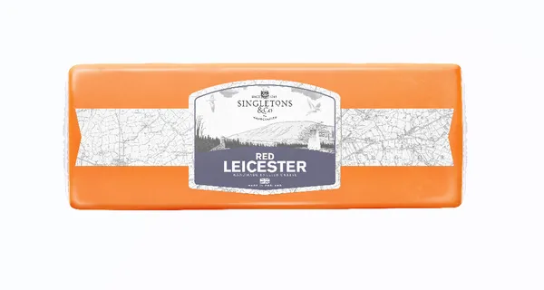 Cietais siers SINGLETONS RED LEICESTER, 48%, ~2.5kg