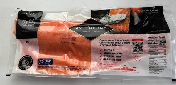 Sudrablaša fileja (kižučs), ātri sasaldēta, ar ādu, Coho,  D kat., 1-1.3 kg, IQF, vakuumā, Čīle