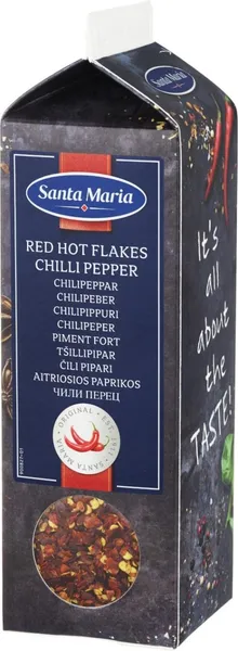 Čili pipari Red Hot, pārslas 295g, Santa Maria, Tetrapaka