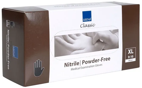 Cimdi nitrila ABENA, bez pūdera, melni, XL izm., 180gab