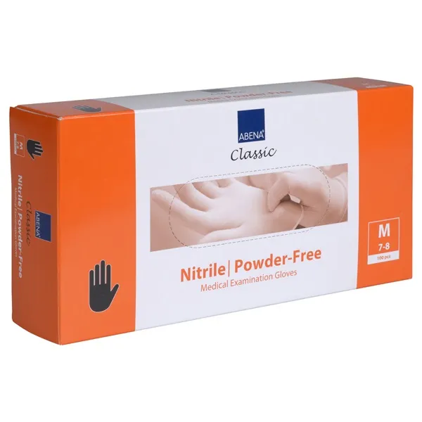 Cimdi nitrila ABENA Classic Sensitive, bez pūdera, melni, M izm., 100gab