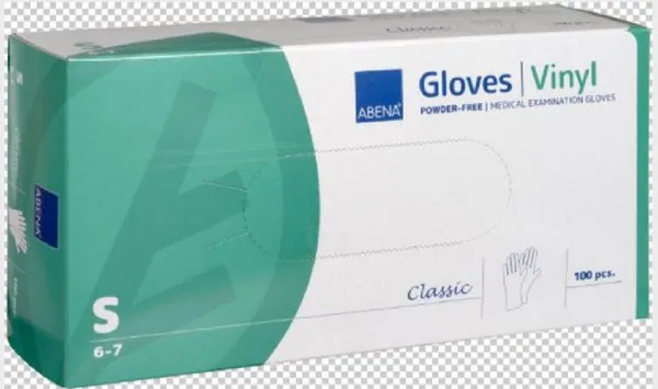 Cimdi vinila ABENA Classic, bez pūdera, caursp., S izm., 100gab