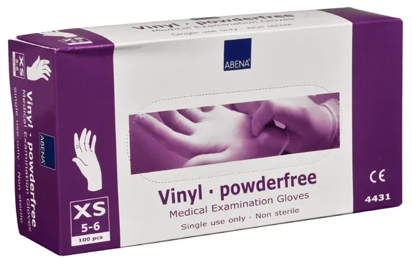 Cimdi vinila ABENA Classic, bez pūdera, caursp., XS izm.,100gab