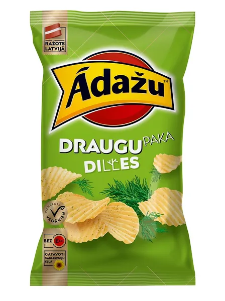 Čipsi ĀDAŽU DRAUGU PAKA ar diļļu garšu 180g
