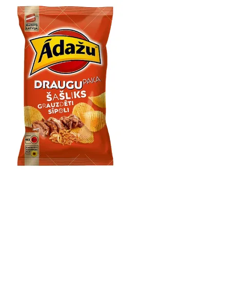 Čipsi Ādažu Draugu paka šašliks un grauzdēti sīpoli 180g