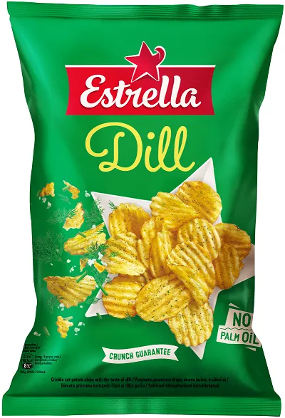 Čipsi ESTRELLA, ar aromātiskām dillēm, 130g